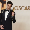 Adrien Brody, winner of the award for best performance by an actor in a leading role for The Brutalist, poses in the press room at the Oscars on Sunday, March 2 at the Dolby Theatre in Los Angeles.