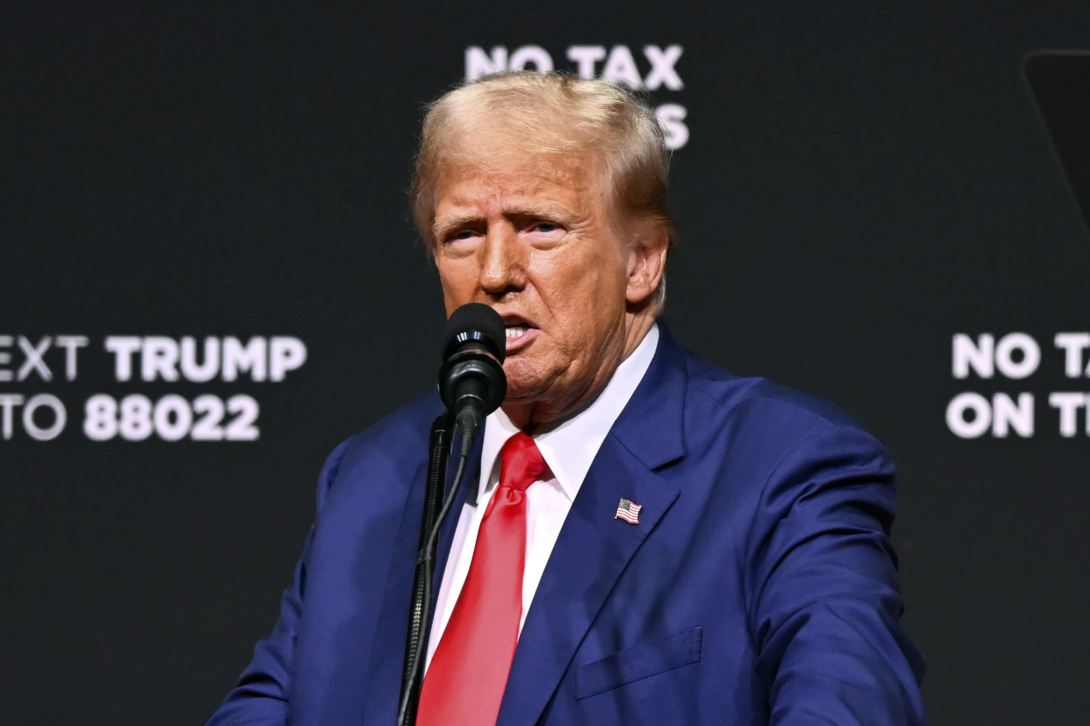 Former President Donald Trump, the Republican presidential nominee, speaks at a campaign rally Wednesday in Asheville, North Carolina. (AP)
