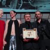Left to right: Tilda Swinton poses with Renate Reinsve, Cristian Mungiu — winner of the Palme d'Or for Fjord — and Sebastian Stan, during the awards ceremony at the 79th Cannes international film festival, in southern France, on Saturday.
