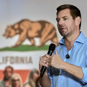 FILE - Rep. Eric Swalwell, D-Calif., appears at a town hall meeting in Sacramento, Calif., April 7, 2026.