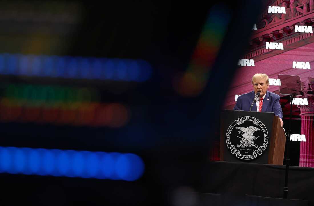 U.S. President Donald Trump speaks at the National Rifle Association Annual Meeting & Exhibits at the Kay Bailey Hutchison Convention Center on May 18, 2024 in Dallas, Texas.