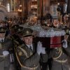 Ukrainian military members carry the coffin of Oleksiy Yukov, head of the Ukrainian platsdarm search unit, during his funeral at the St. Volodymyr's Cathedral in Kyiv on August 8, 2026, amid the Russian invasion of Ukraine. For years, Oleksiy Yukov walked the boundary between the living and the dead as he led a group of volunteers retrieving corpses in the most dangerous parts of Ukraine's front. He was killed on August 5, 2026 during what would be his last search mission, the news of his death triggering an outpour of grief, especially in the eastern Ukraine, where he had become a familiar figure, often appearing in the moments of grief that have come to define life the Donetsk region, battered by years of Russian assaults.