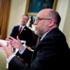 Office of Management and Budget Director Russ Vought speaks during a Cabinet meeting at the White House on April 30, 2025.