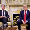 U.S. President Donald Trump (R) and NATO Secretary-General Mark Rutte (L) appear during a meeting in the Oval Office of the White House on June 24, 2026 in Washington, DC.