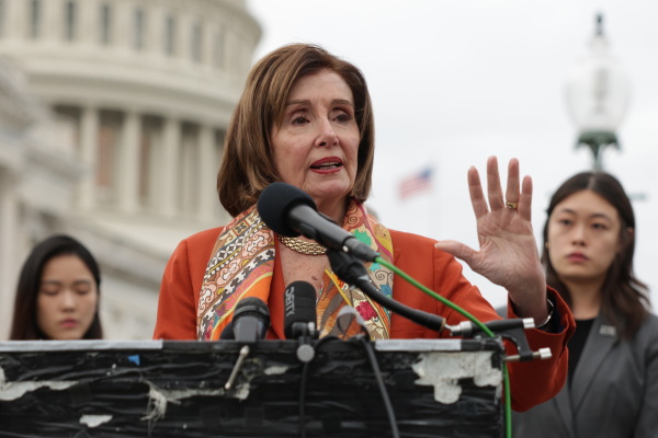 U.S. House Speaker Emerita Rep. Nancy Pelosi (D-CA) speaks during a news conference on November 19, 2024 in front of the U.S. Capitol.
