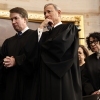 From left to right, Supreme Court Justices Clarence Thomas and Brett Kavanaugh, Chief Justice John Roberts and Justice Sonia Sotomayor bow their heads during presidential inauguration ceremonies on January 20, 2025 in Washington, D.C.