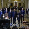 President-elect Donald Trump talks to reporters after a meeting with Republican leadership at the Capitol on Jan. 8.