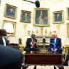 President Trump meets South Africa's President Cyril Ramaphosa in the Oval Office of the White House, Wednesday.