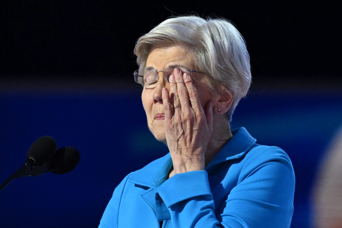 Sen. Elizabeth Warren (D-Mass.) gets emotional as she arrives to speak on the fourth and last day of the DNC.