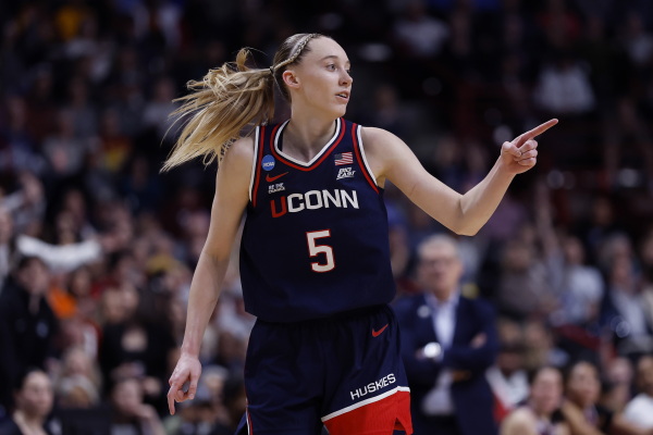Paige Bueckers of the UConn Huskies in their Elite Eight against the USC Trojans on Monday. The presumptive No. 1 pick in next month's WNBA draft has done a lot in her amazing career — except win the NCAA title. This may be her year.