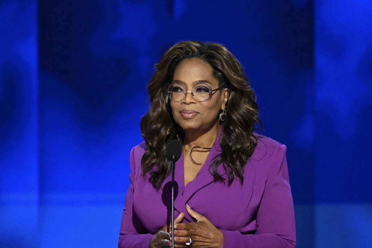US television host and producer Oprah Winfrey speaks on the third day of the Democratic National Convention in Chicago, Illinois.