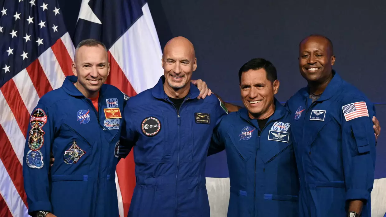 NASA introduced the four astronauts scheduled to fly on next year's Artemis III mission. (From left to right) NASA commander Randy Bresnik, European Space Agency pilot Luca Parmitano, NASA mission specialists Frank Rubio and Andre Douglas at a press conference announcing the crew at NASA's Johnson Space Center in Houston, Texas, on Tuesday.