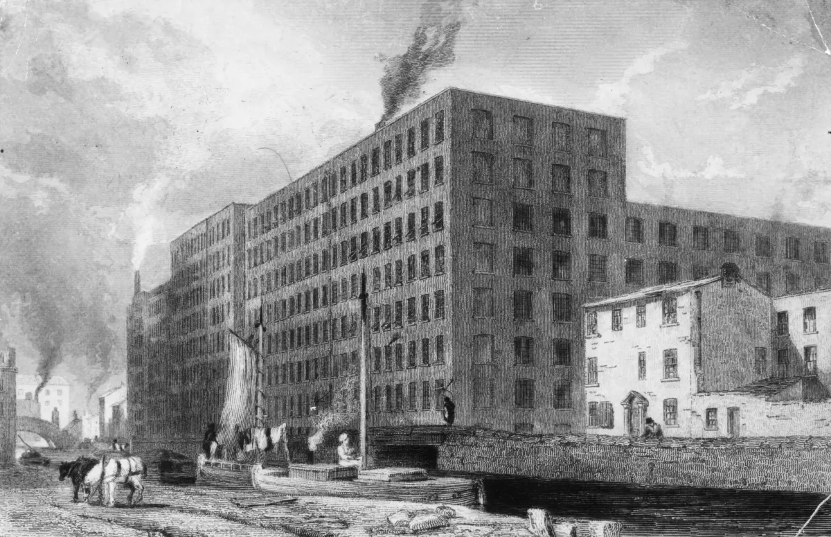 Cotton mills on Union Street in Manchester in 1850.