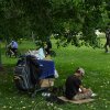 A man who identifies as homeless reads a book under the shade of a tree during high 90-degree temperatures last month in Boulder, Colo.