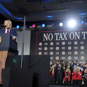 President Donald Trump speaks about the economy during an event at the Circa Resort and Casino in Las Vegas, Saturday, Jan. 25, 2025. (AP Photo/Mark Schiefelbein)