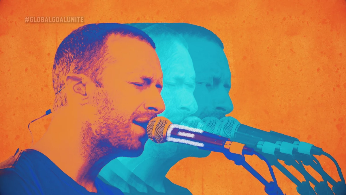 A screengrab shows Chris Martin of Coldplay performing during the livestreamed Global Goal: Unite For Our Future Summit & Concert on June 27, 2020. After the pandemic, Coldplay resumed touring, earning record-breaking ticket sales.