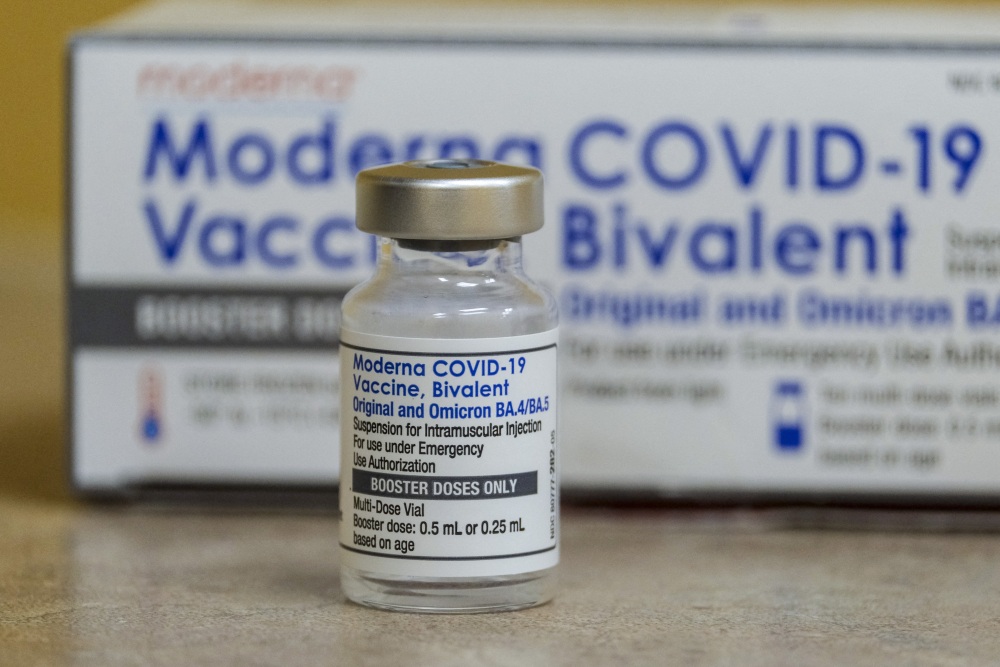 A vial of the Moderna COVID-19 vaccine. (AFP via Getty Images)