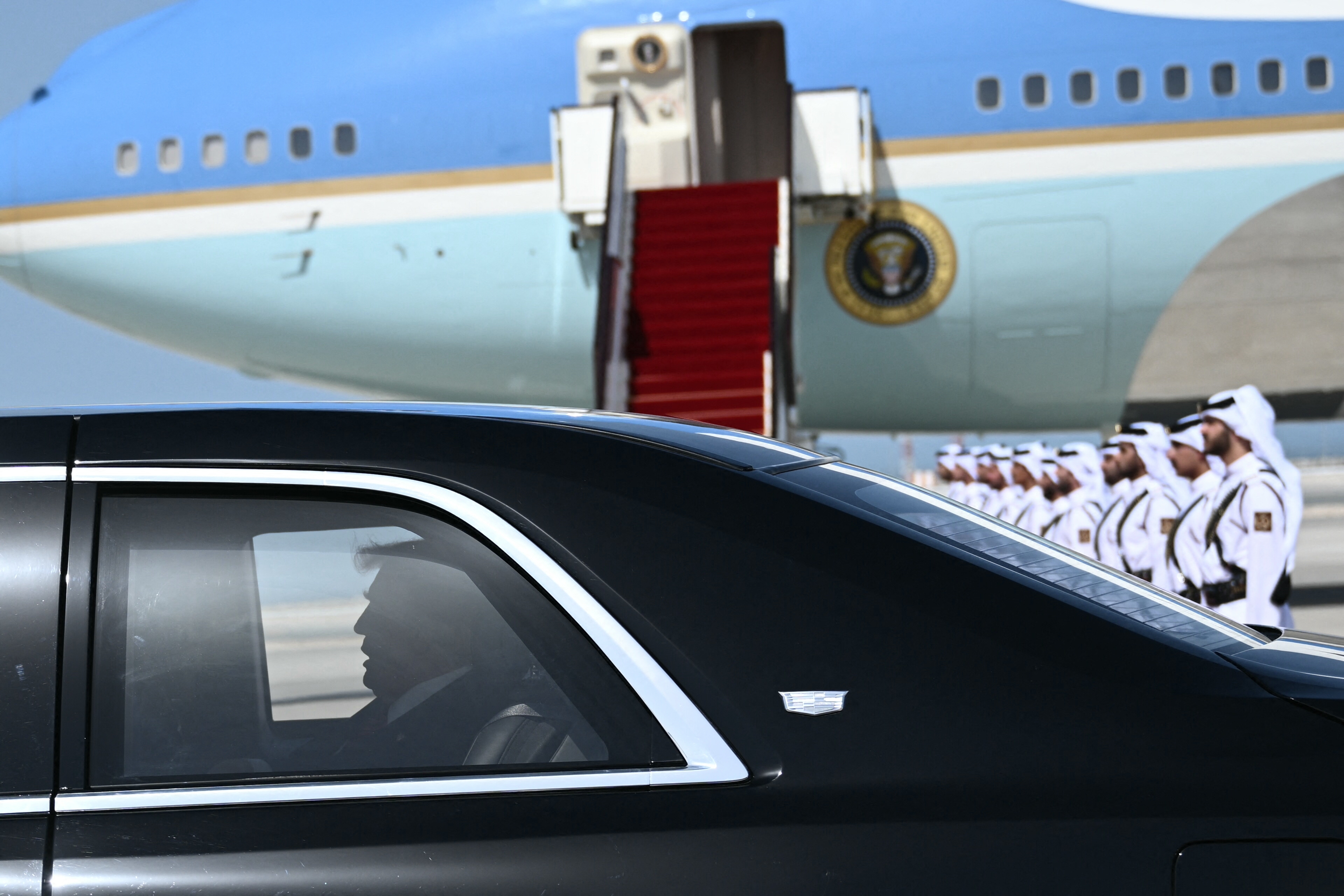 President Trump arrives in the Qatari capital Doha on Wednesday. Trump touched down at Hamad International Airport, with relations between the two governments in the spotlight over Qatar