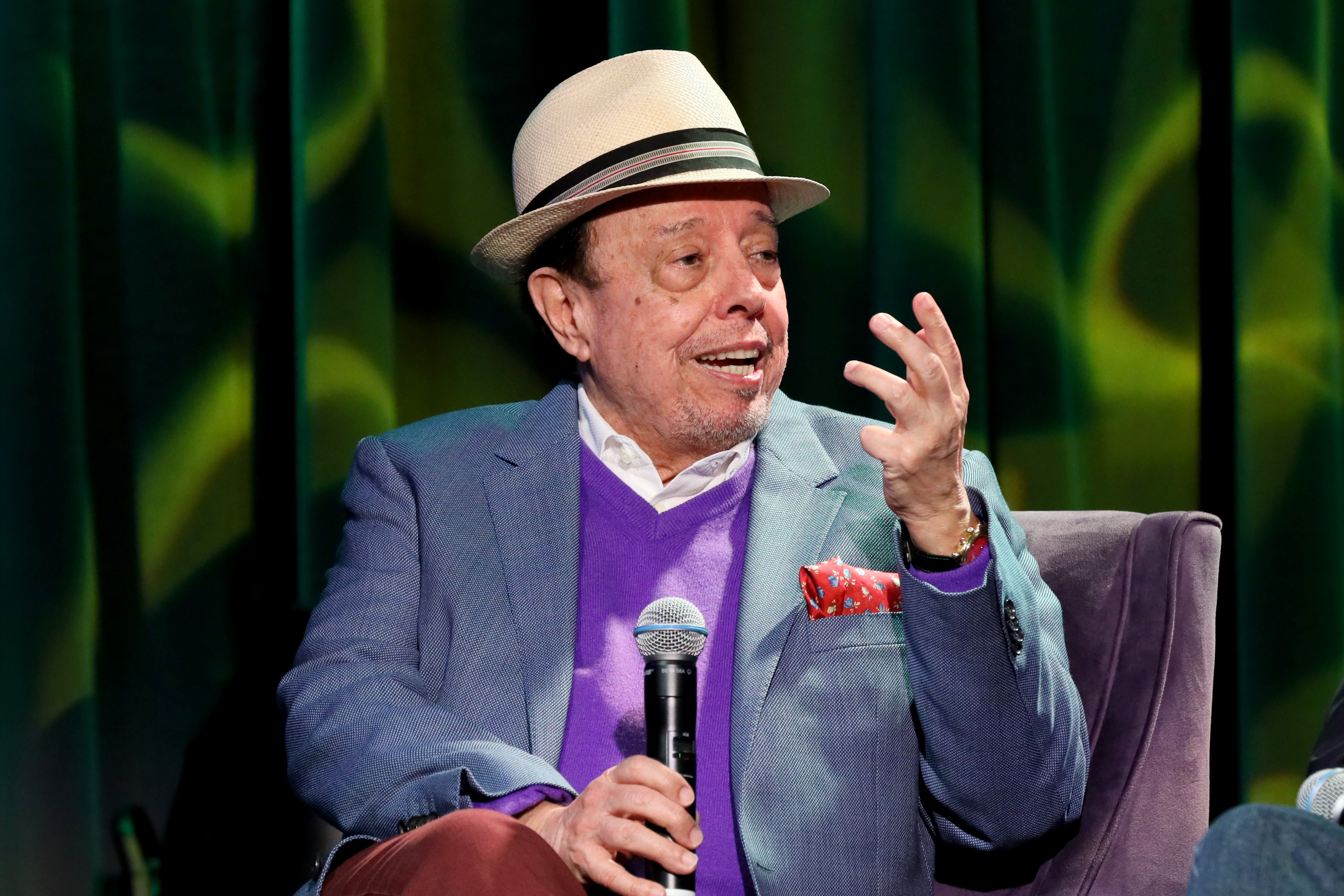 Sérgio Mendes speaks at the event "Reel To Reel: Sérgio Mendes — In The Key Of Joy" at the Grammy Museum in Los Angeles on March 11, 2020.