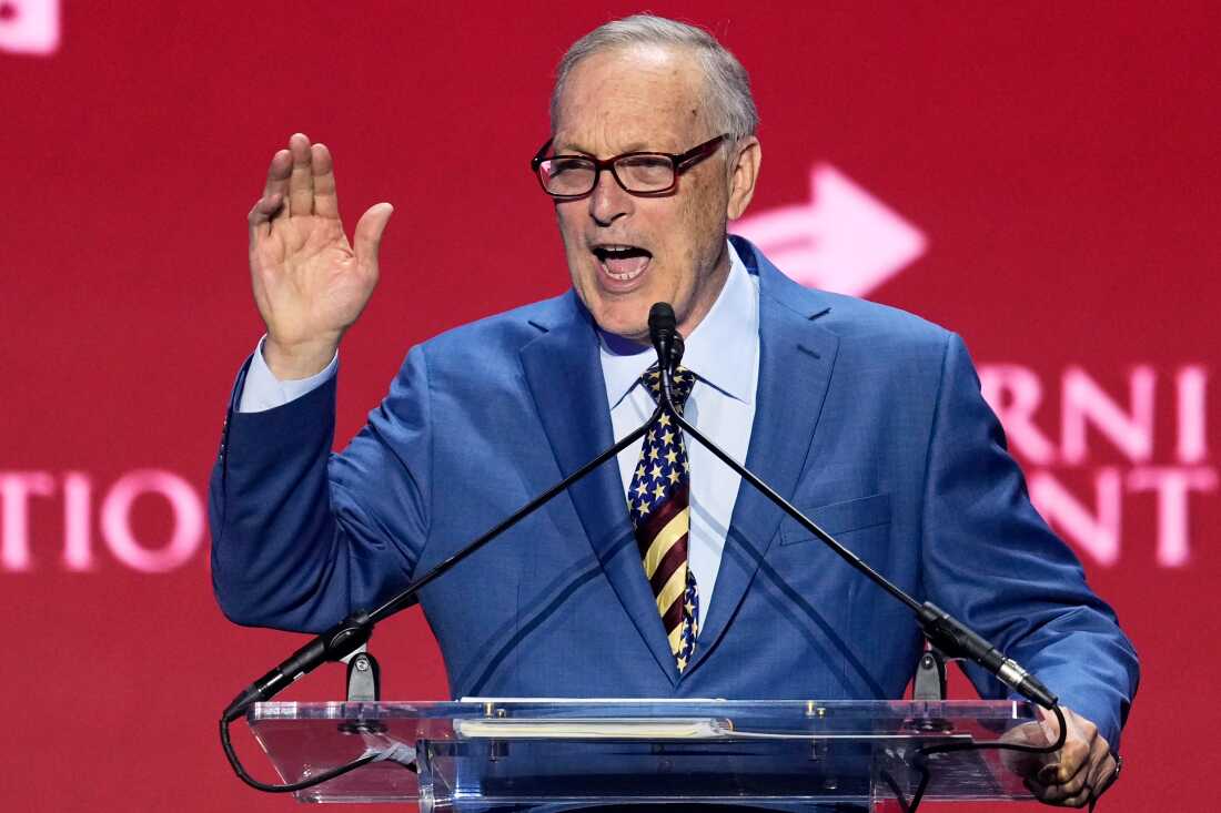 Rep. Andy Biggs, R-Ariz., speaks astatine a Turning Point USA arena successful Phoenix connected April 17. Biggs, who is moving for politician successful Arizona, voted not to certify the 2020 predetermination arsenic a personnel of the U.S. House.