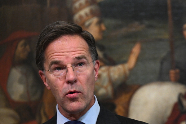 Nato's general secretary Mark Rutte attends a joint press point at Palazzo Chigi after his meeting with Italy's Prime Minister, Giorgia Meloni in Rome on Tuesday.