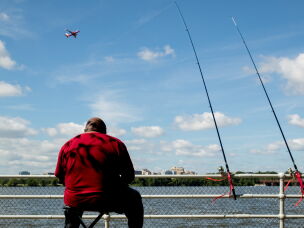 The park is a popular spot for fishing in the Potomac River.