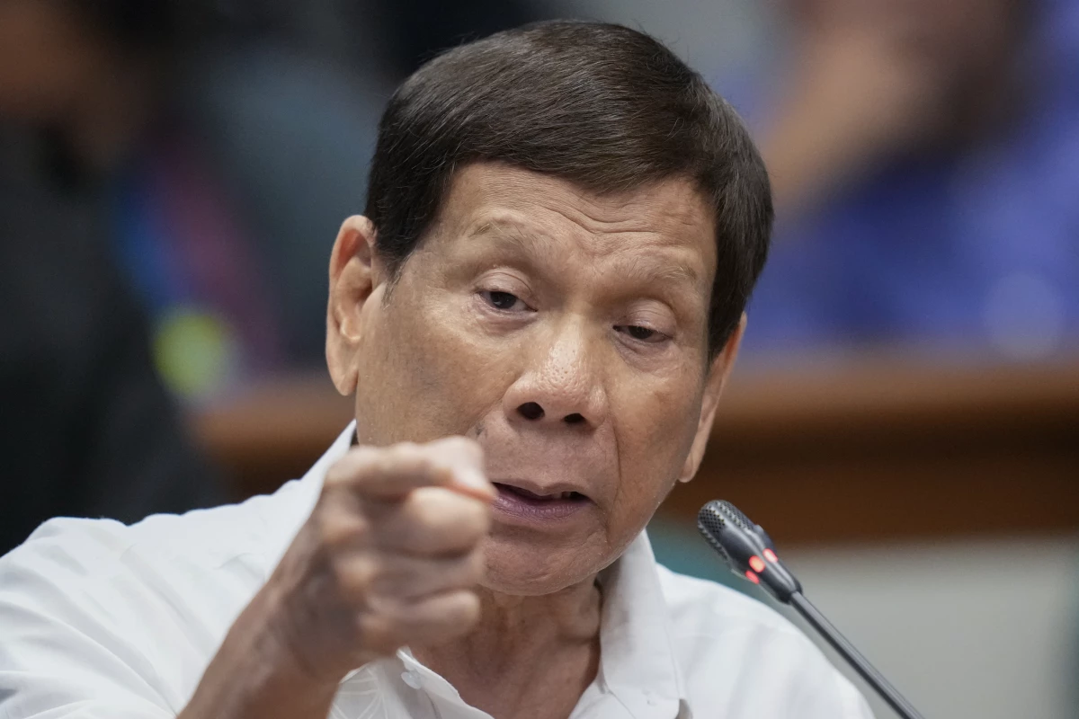 Former Philippine President Rodrigo Duterte speaks during a senate inquiry on the so-called war on drugs during his administration at the Philippine Senate, Oct. 28, 2024, in Manila, Philippines.