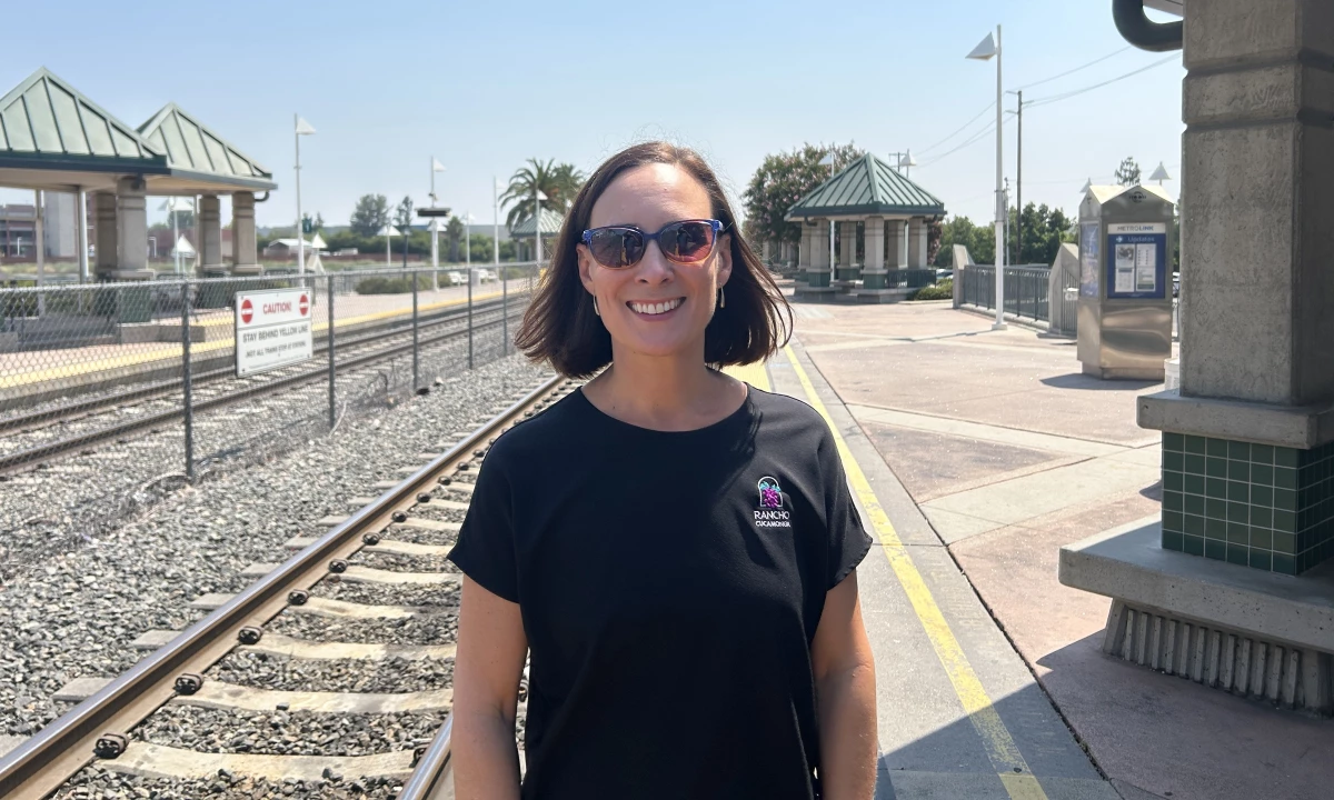Elisa Cox, assistant city manager for Rancho Cucamonga, at the city's Metrolink station.