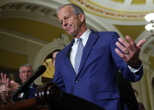 Thune speaks to reporters at the Capitol on June 23, 2026.