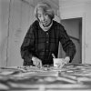 When Lee Krasner was asked in a 1978 interview what she was doing while her husband Jackson Pollock was becoming so famous, she said, "I was working all the time." Krasner is shown above, at work, in 1981.