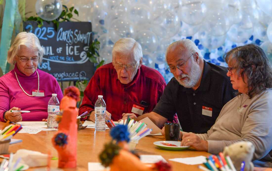 Activities at the memory cafe include trivia, crafting, coloring and playing songs on the bells.