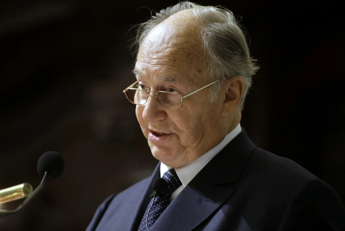 The Aga Khan addresses an audience about the challenges to a pluralistic society on Nov. 12, 2015, at the Memorial Church on the campus of Harvard University, in Cambridge, Mass.