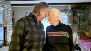 Jacqueline Hamilton (left) and her mother Jan Stubbs at Hamilton's home in West St. Paul, Minn.