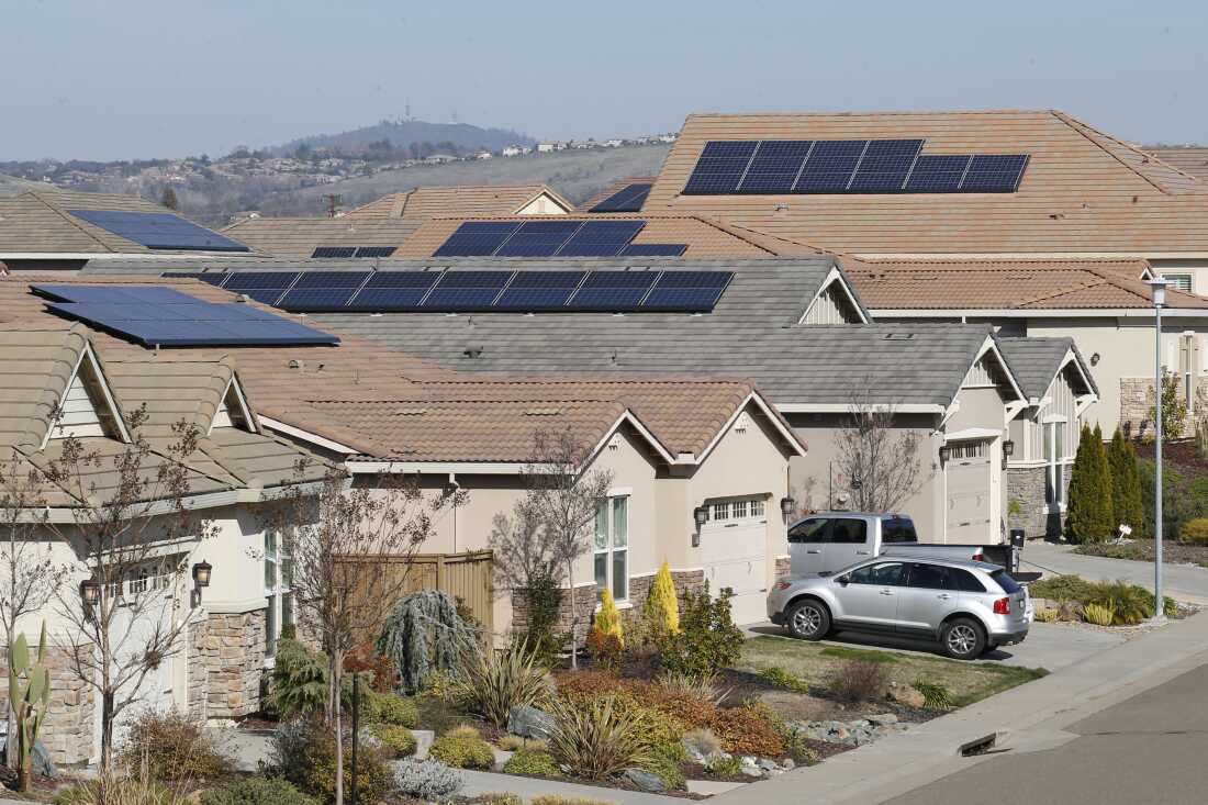 Rooftop solar panels installed on homes in Folsom, Calif. in 2020. This segment of the solar industry has grown more than 5,000% in just the last 15 years, according to the Solar Energy Industries Association.