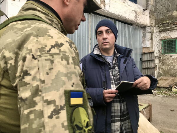 Matt Gallagher, right, is an Iraq veteran who co-founded American Veterans for Ukraine and has made several trips there to train Ukrainian troops and write about the war.
