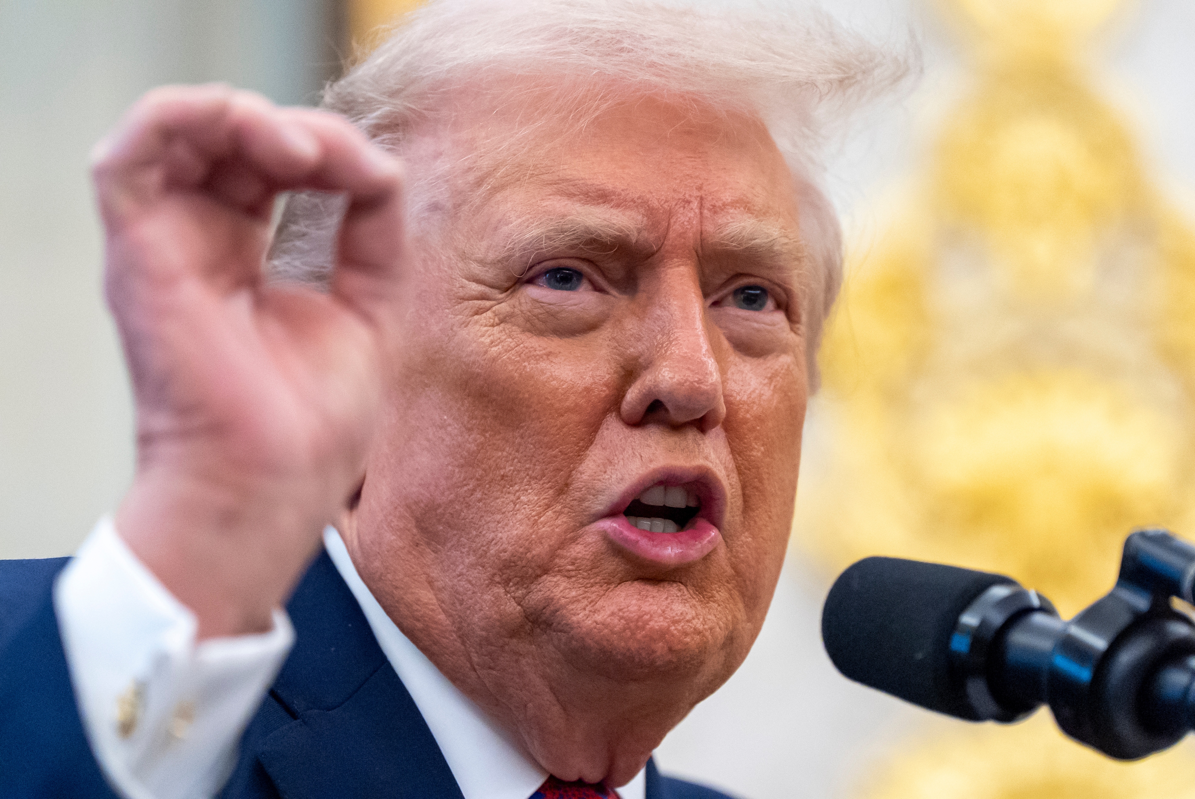 President Donald Trump speaks during a Mexican Border Defense Medal presentation in the Oval Office of the White House, Monday, Dec. 15, 2025, in Washington. (AP)