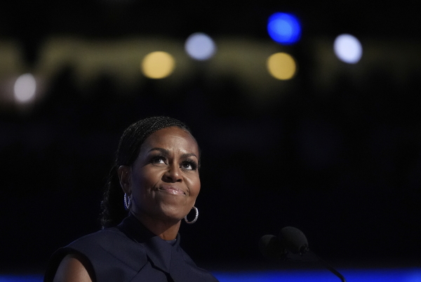 Former first lady Michelle Obama speaks during the Democratic National Convention Tuesday in Chicago.