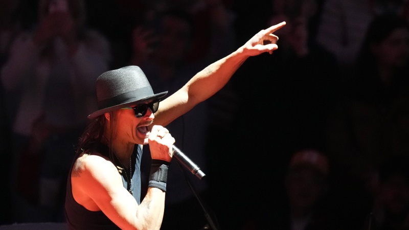 Kid Rock performs before President-elect Donald Trump arrives at a rally ahead of the 60th Presidential Inauguration, Sunday, Jan. 19, 2025, in Washington.