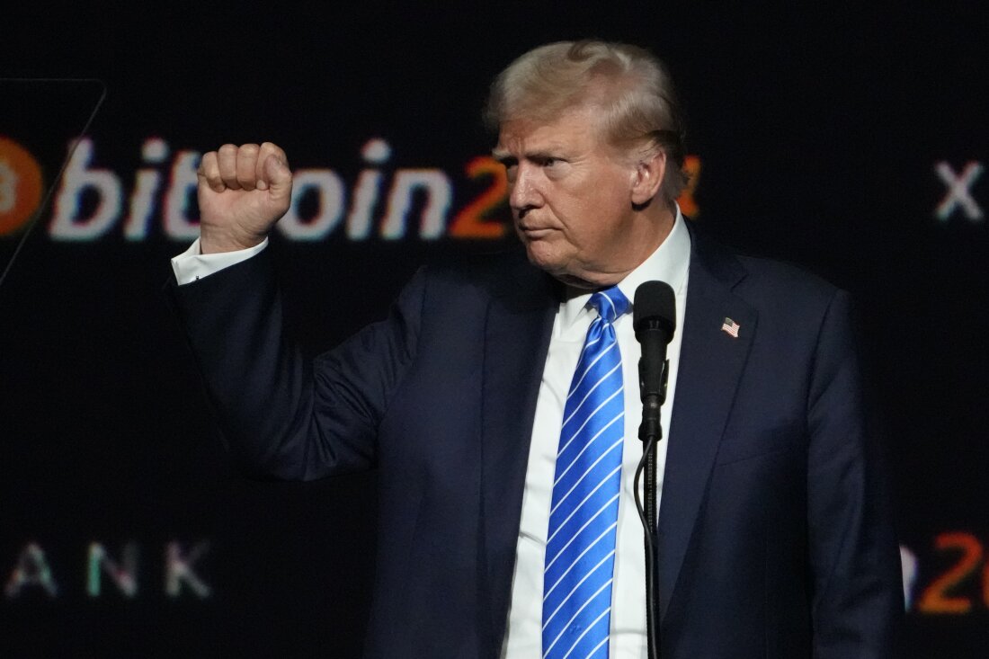 FILE - Then Republican presidential candidate former President Donald Trump speaks at the Bitcoin 2024 Conference on July 27, 2024, in Nashville, Tenn.