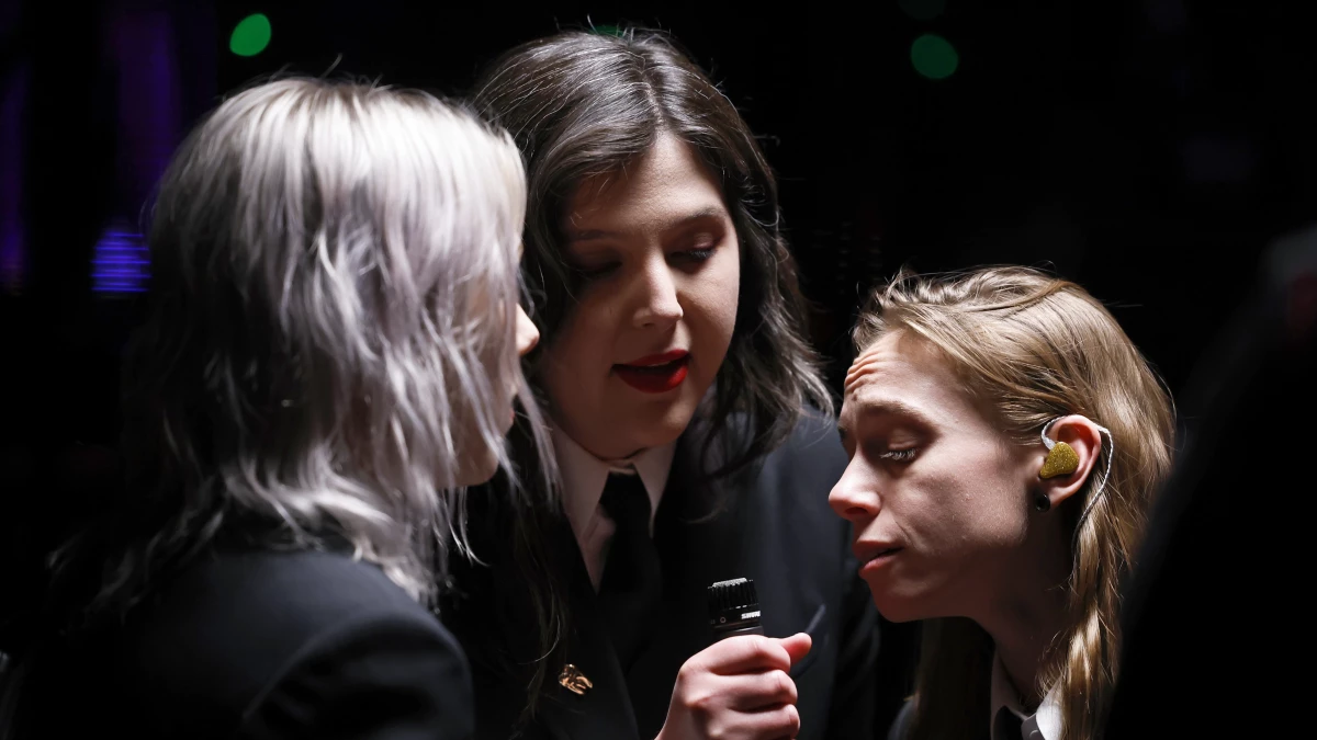 The members of the indie rock supergroup boygenius (from left to right: Phoebe Bridgers, Lucy Dacus and Julien Baker) perform during the 2023 Coachella Valley Music and Arts Festival in Indio, California. The group had released just one EP before the pandemic, but its debut album, released in 2023, was nominated for six Grammy Awards, including record and album of the year.