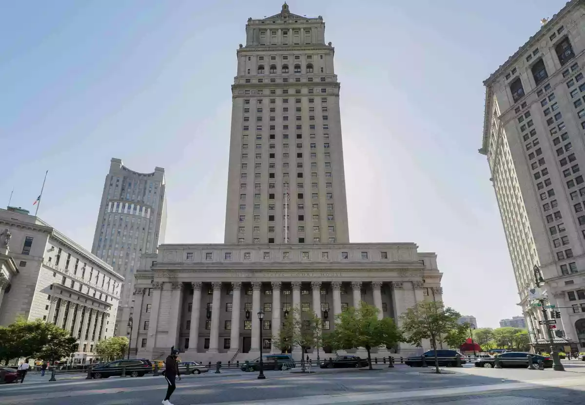 A view of the Thurgood Marshall U.S. Courthouse in Manhattan, N.Y., where the Second Circuit Court of Appeals is seated, from 2020.