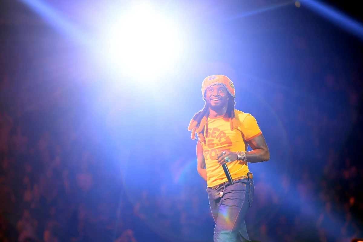 Shaboozey, seen here performing in Las Vegas on Sept. 20, now holds the record for the longest-running No. 1 song on Billboard's Hot 100 chart in the 2020s. His 'A Bar Song (Tipsy)' has held the top spot on the singles chart for 17 weeks this year.