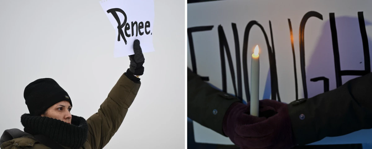 Protesters gather on Thursday outside the Bishop Henry Whipple Federal Building.
