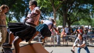 Bolivian skateboarders show off their moves at the Smithsonian Folklife Festival in Washington, D.C., in June. In addition to doing demos, they taught skateboard basics to kids as young as 3.