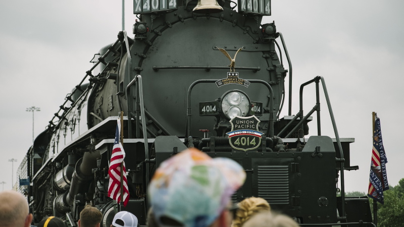 Attendees take photographs and admire Union Pacific’s Big Boy No. 4014, the world’s largest operating steam engine locomotive, during a stop in Philadelphia, Pennsylvania on Sunday, July 5, 2026. As part of the celebration for America’s 250th anniversary, the steam engine train was on tour for public display in multiple cities and states across the United States.