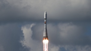 In this photo released by Roscosmos State Space Corporate on Friday, July 25, 2025, a Soyuz rocket lifts off from a launch site in Vostochny in far eastern Russia carrying an Iranian satellite along with Russian satellites into orbit.