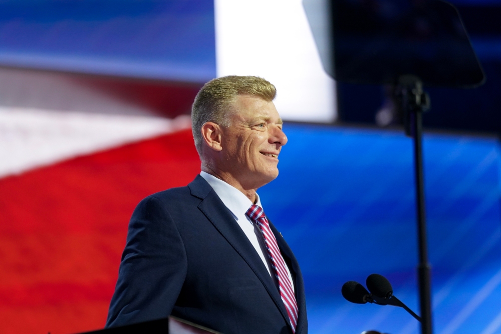 Marc Lotter, former press secretary to former US Vice President Mike Pence, during a walkthrough inside the Fiserv Forum ahead of the Republican National Convention (RNC) in Milwaukee on Monday, July 15, 2024. (Getty)