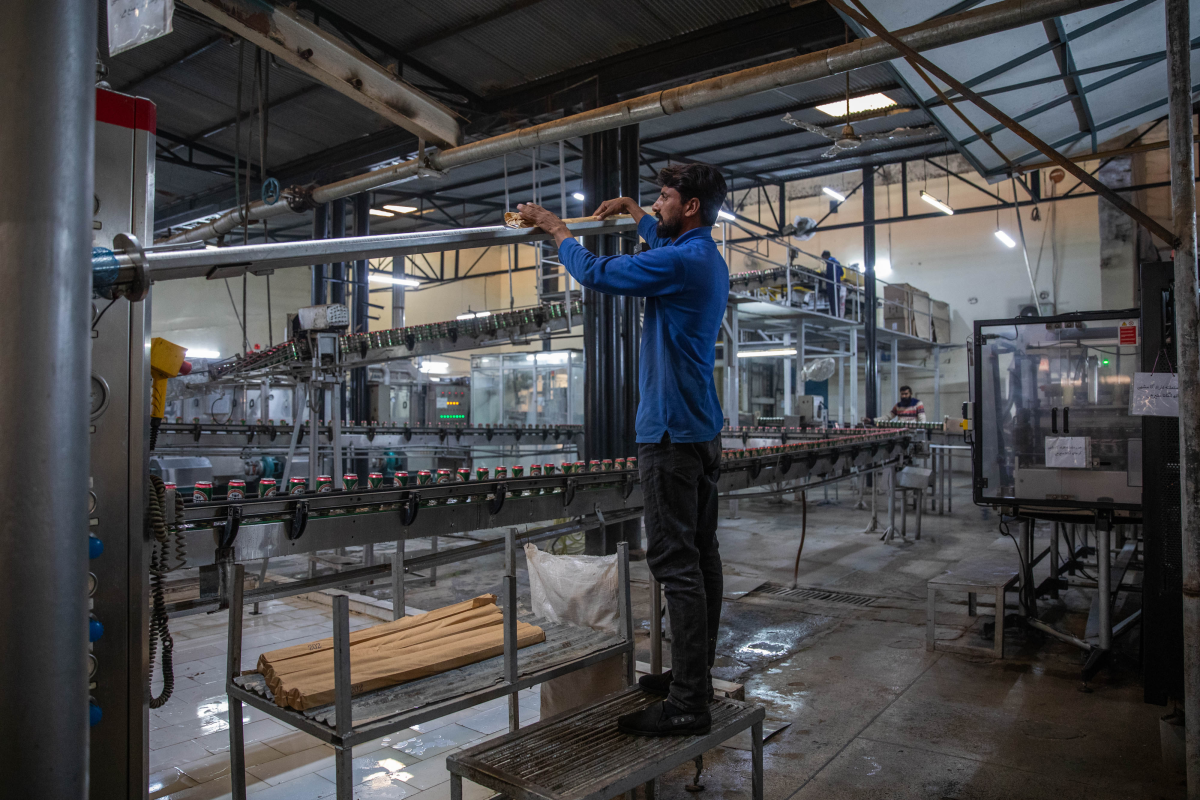 A worker stands in the factory where beer is produced at Murree Brewery on Nov. 29, 2025 in Rawalpindi, Pakistan.