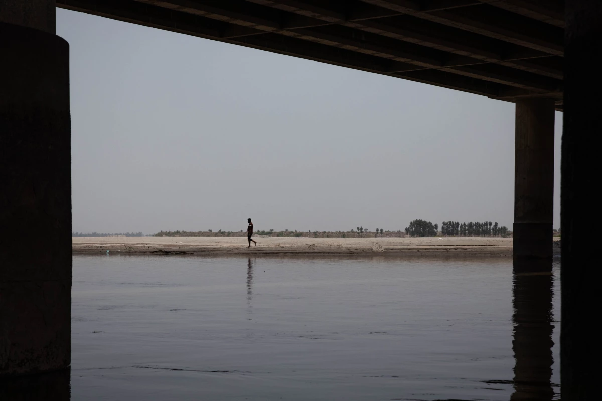 The Chenab, one of the three rivers allocated to Pakistan under the Indus Waters Treaty, seen from the riverbank in early June in Punjab province, Pakistan.