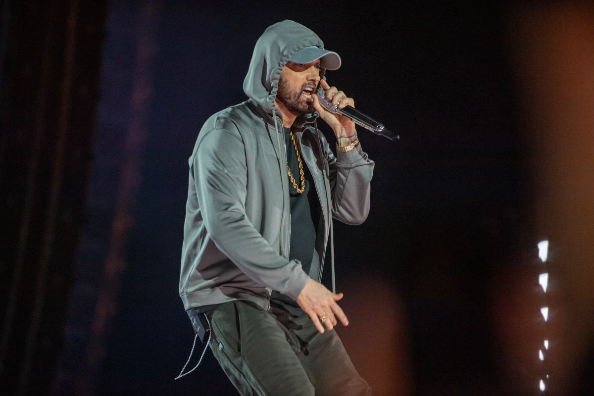 Eminem performs at the event 'Live from Detroit: The Concert at Michigan Central' on June 6, 2024.